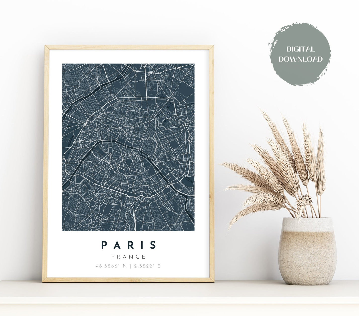 Paris City Map Print - Asphalt - Teres Prints