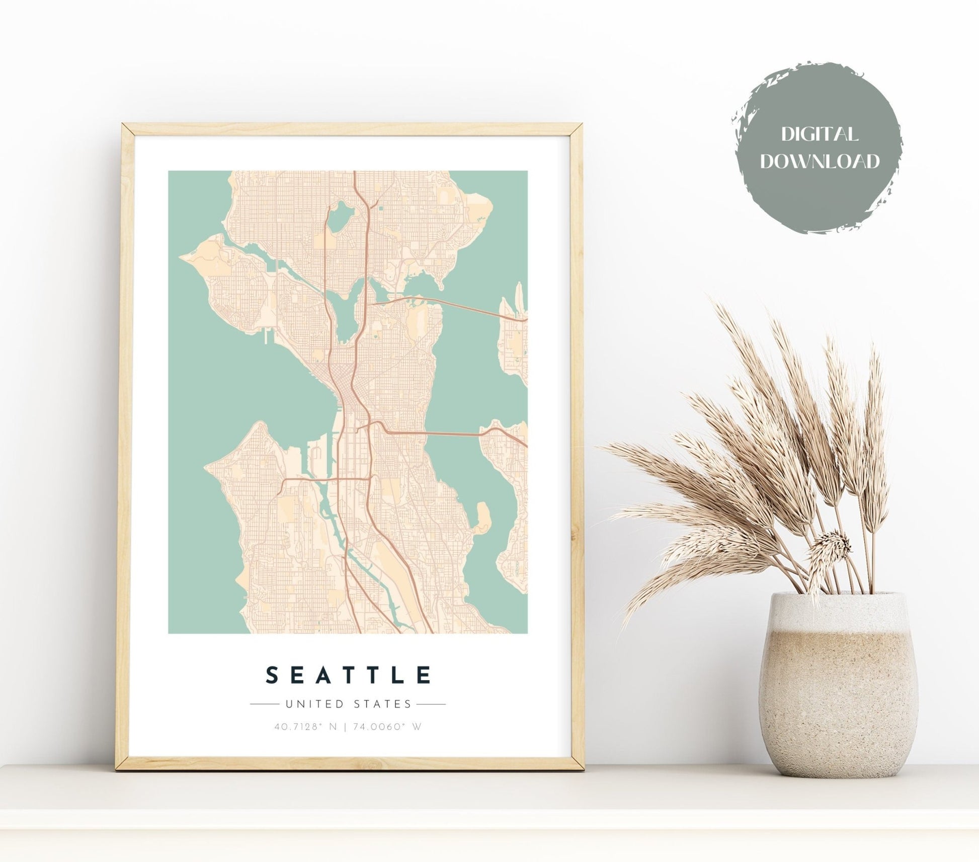 Seattle City Map Print - Soothe - Teres Prints